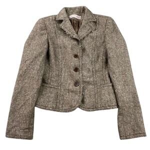 Carolina Williamson Blazer Women 2 Brown Wool Blend Three Button Front USA Made